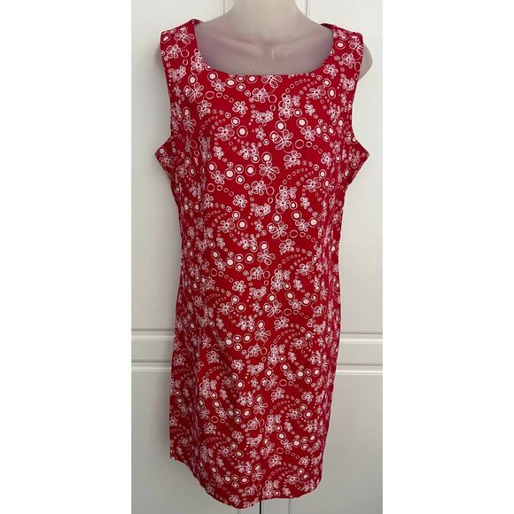 Vintage Hanes Signature Collection Red White Sheath Dress Size XL - Picture 1 of 7